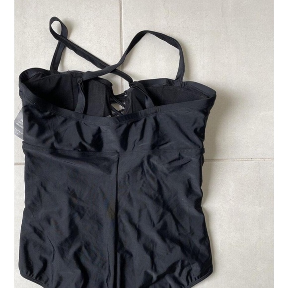 Torrid Swimsuit Lattice Front Cage - One Piece Ruched Retro Wireless za. - Picture 12 of 16